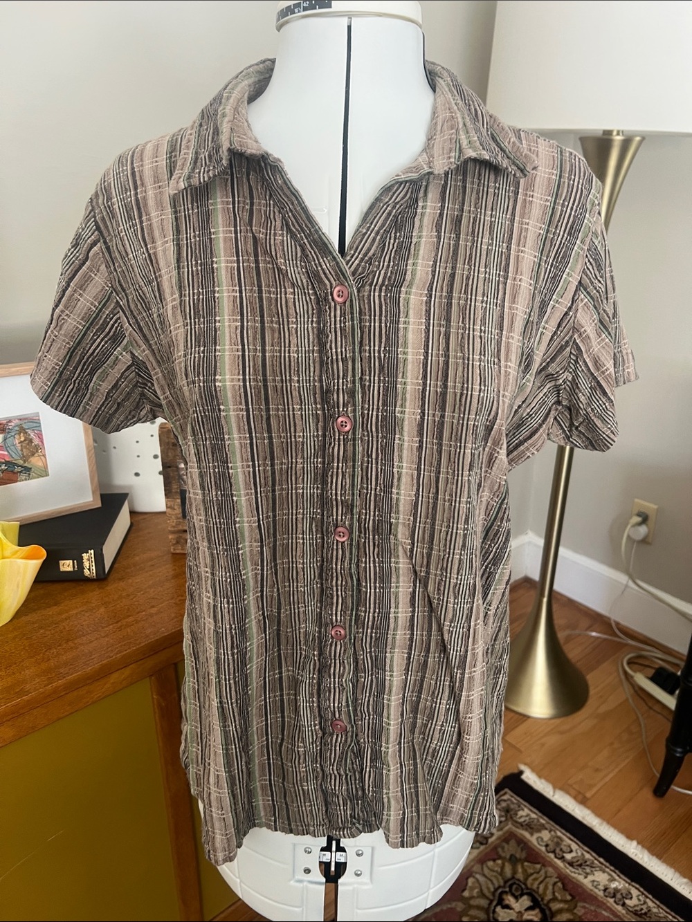 Woolrich Brown Plaid Short-Sleeve Button-Down Shirt